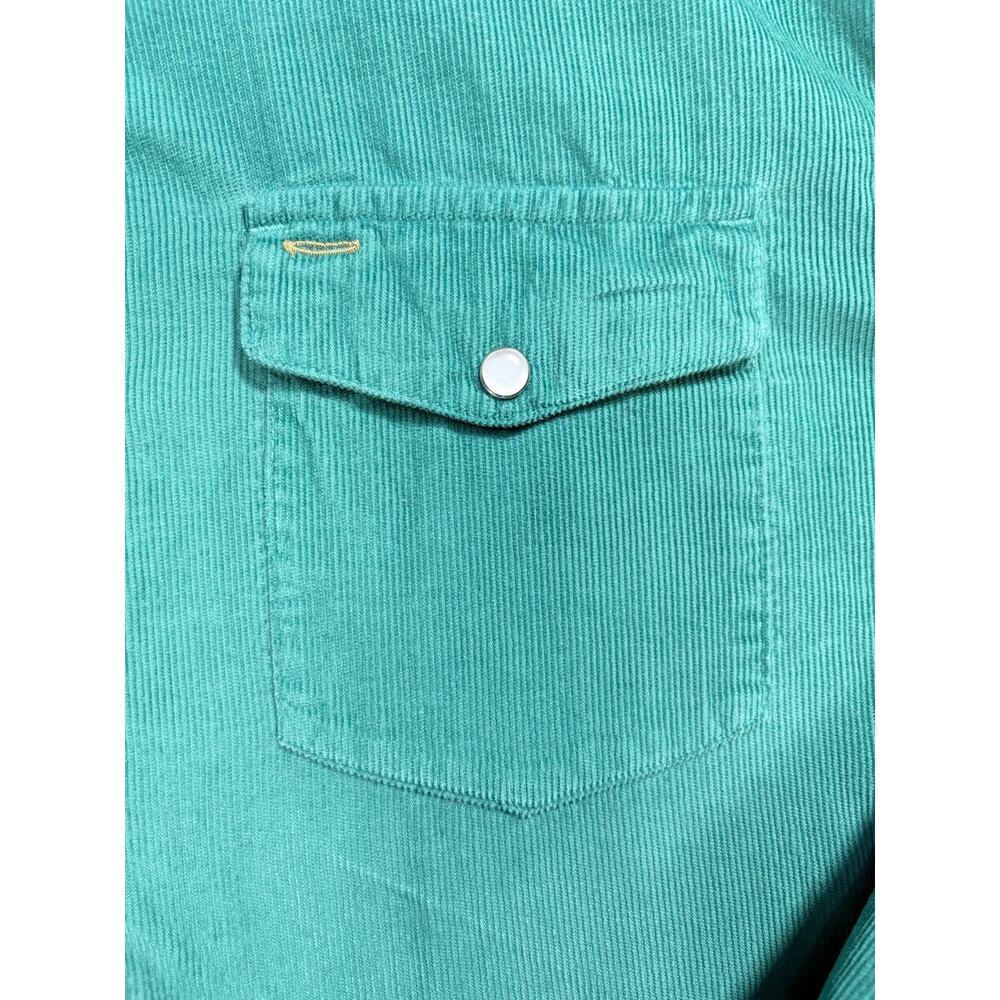 Criquet Teal Western Casual Corduroy Pearl Snap Buttons Mens XL 100% Cotton - Picture 9 of 11